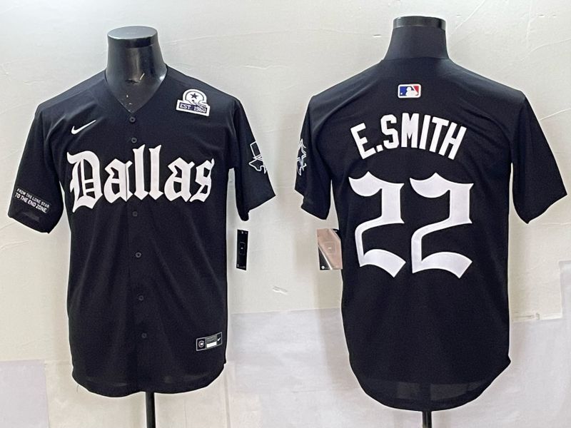 Men 2025 Nike Dallas Cowboys #22 E.Smith Black 5th generation Joint Name Limited NFL Jersey 018